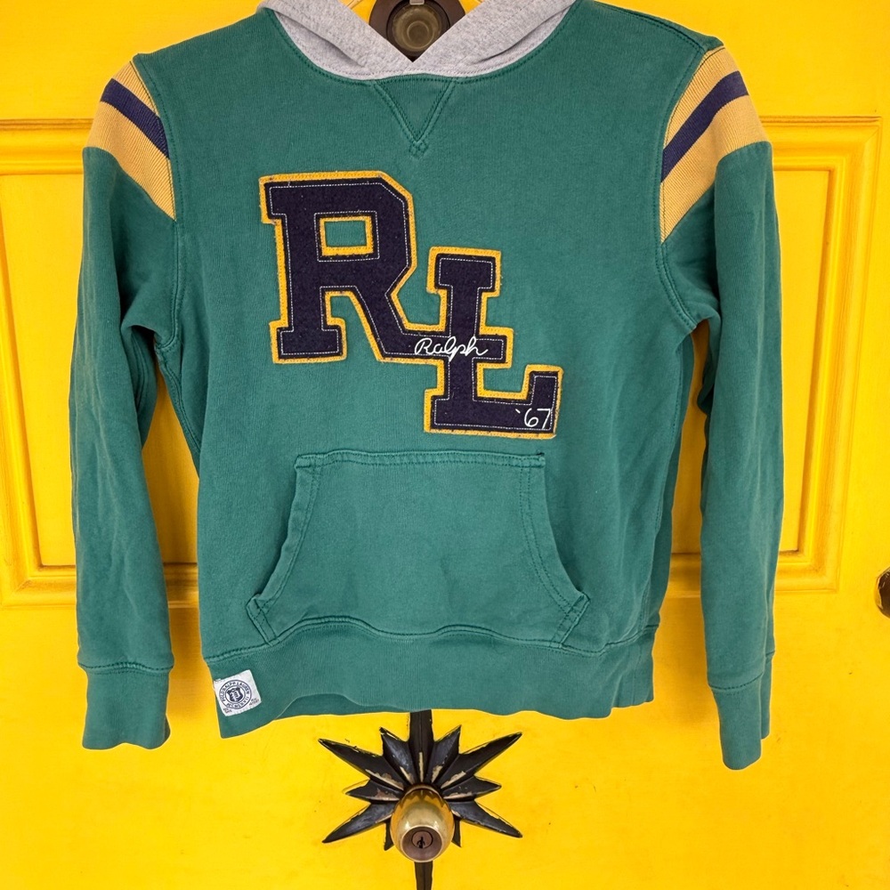 Ralph Lauren Green Hoodie with Yellow and Navy Accents
